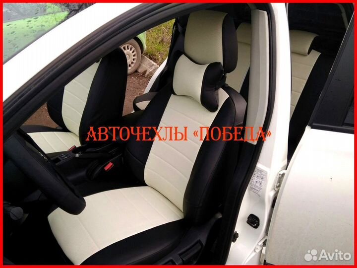 Чехлы Nissan Qashqai 1 из экокожи чёрно-белые