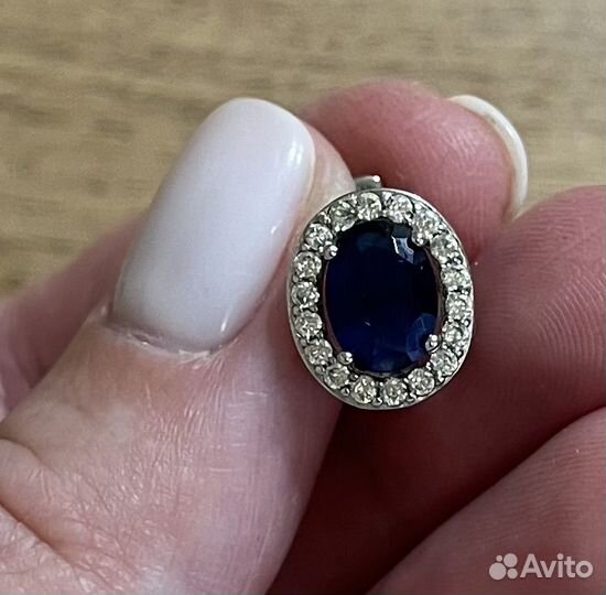 Серьги (серебро 925) с сапфиром