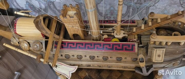 Римский боевой корабль, Дерево, ручная работа,90см