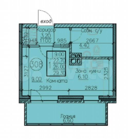 Квартира-студия, 29,3 м², 7/15 эт.