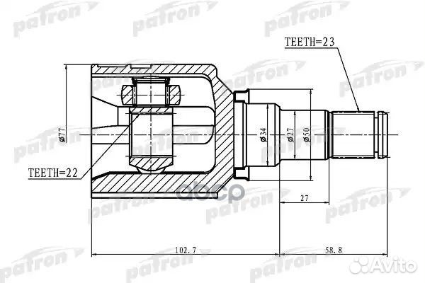 ШРУС внутренний 23x34x22 toyota corolla 2 EL51