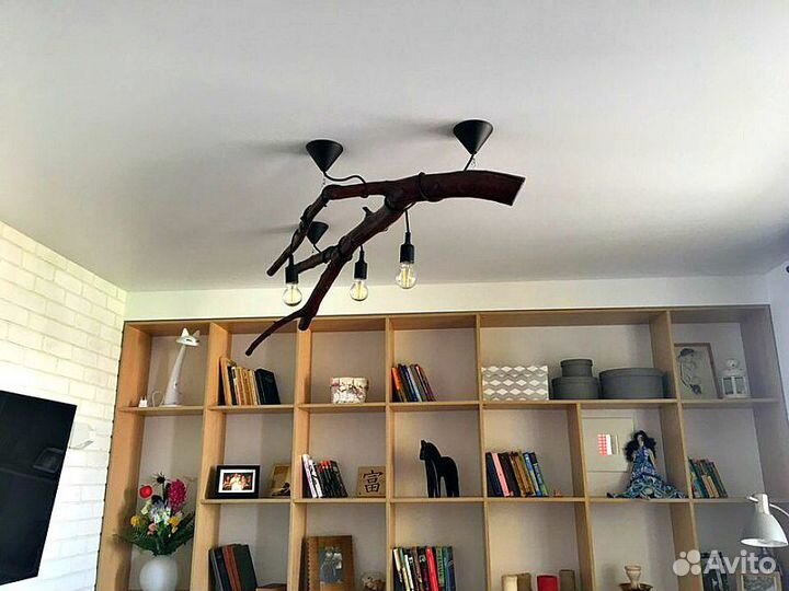 Люстра (Светильник) из натурального дерева