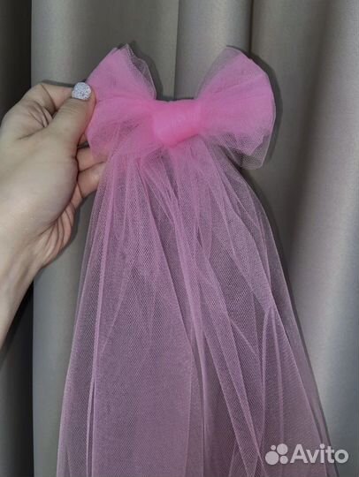 Фата для девичника на заколке с бантом