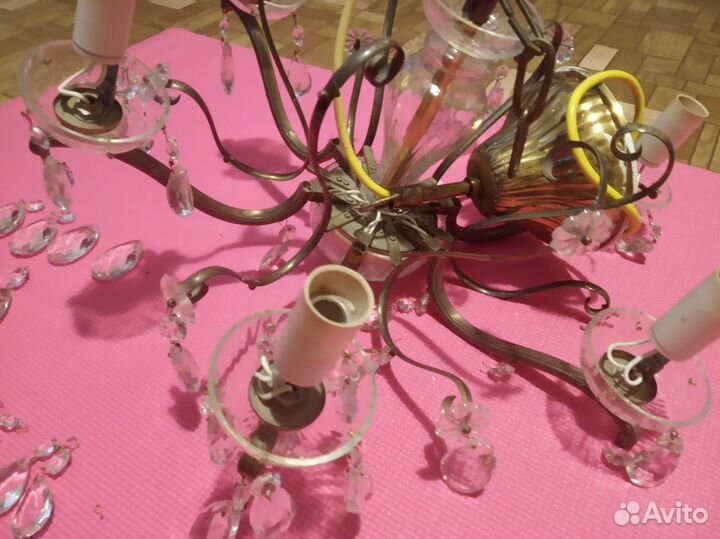 Чешская хрустальная люстра 70 гг,под реставрацию