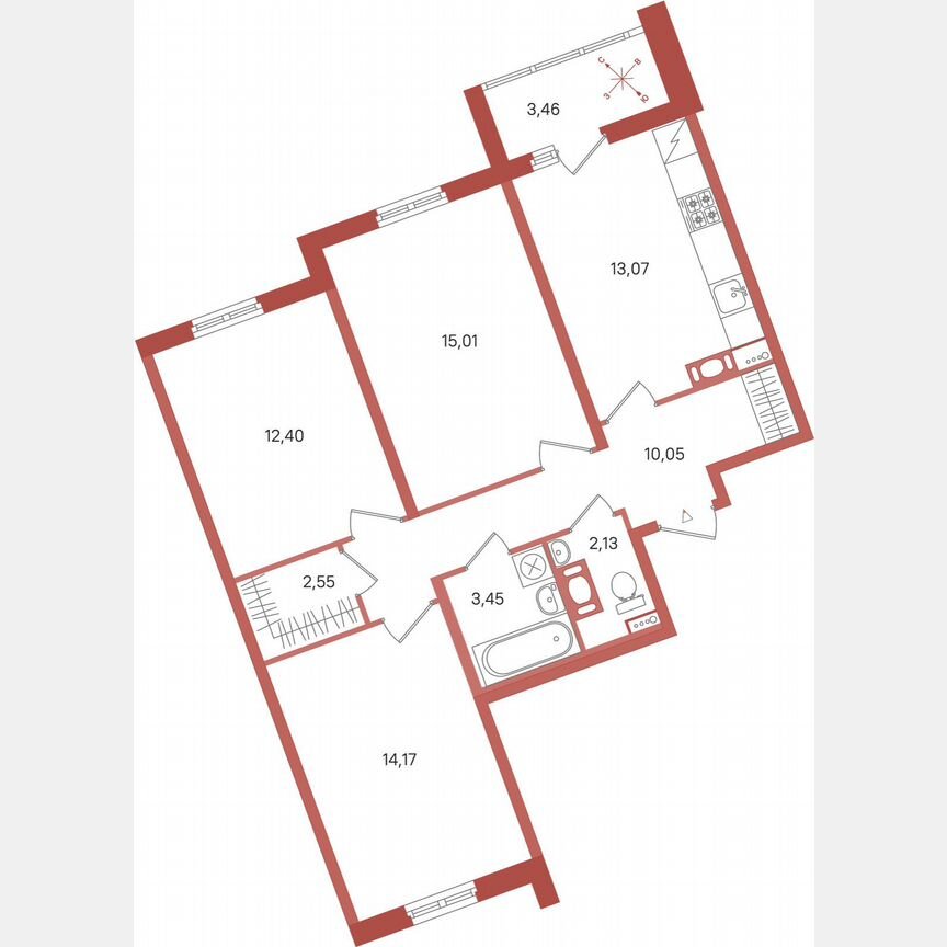 3-к. квартира, 74,6 м², 7/11 эт.