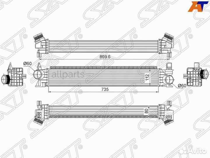 SAT ST-1382428080 Радиатор интеркулера citroen jum