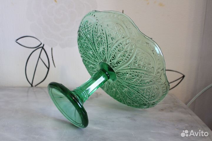 Ваза, Фруктовница, Зеленое Изумрудное стекло