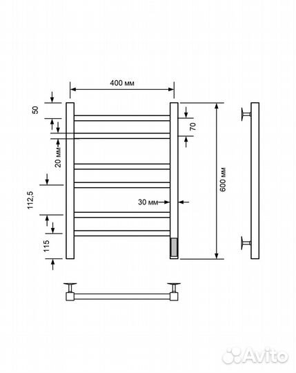 Полотенцесушитель электрический Comfysan Pioli-K 014117 EC-6 60/40 хром