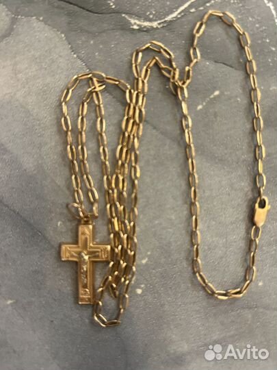 Золотая цепочка с крестиком 585 бу