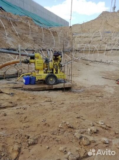 Водопонижение, откачка, аренда мотопомп