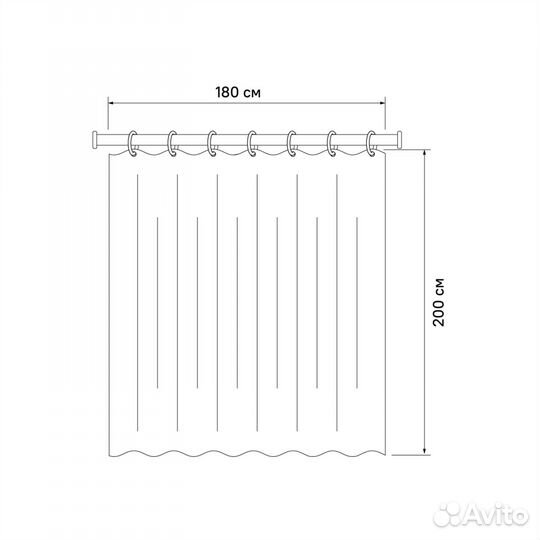 Штора для ванной комнаты, 180*200см, Полиэстер, I