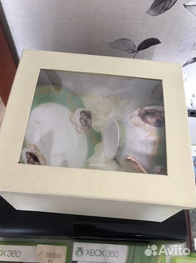 Чашка с блюдцем новая в подарочной коробке