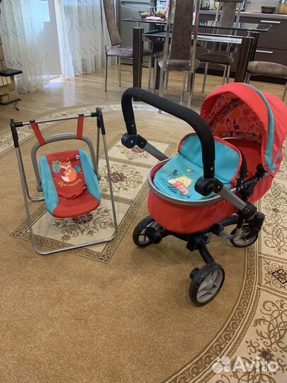 Коляска для кукол 2 в 1 и качели-переноска 2 в 1