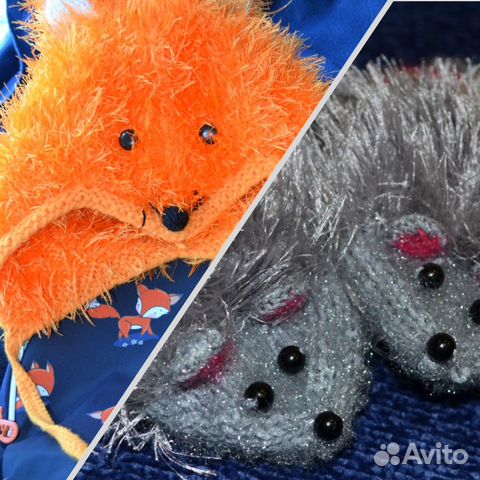 Hand Made Шапка FOX, Варежки, д/ девочки мальчика