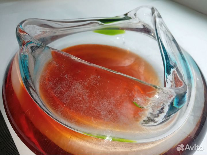 Пепельница из цветного стекла СССР