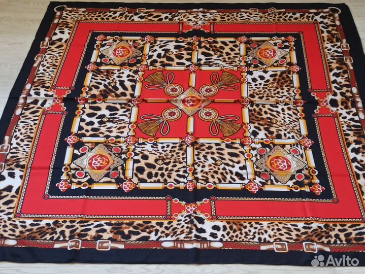 Красный платок Шаль Dior ручной край