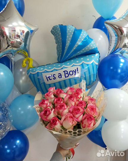 Шары на выписку из роддома новорожденного мальчика