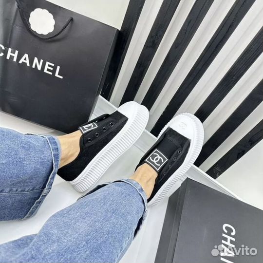 Слипоны кеды летние chanel в сетку