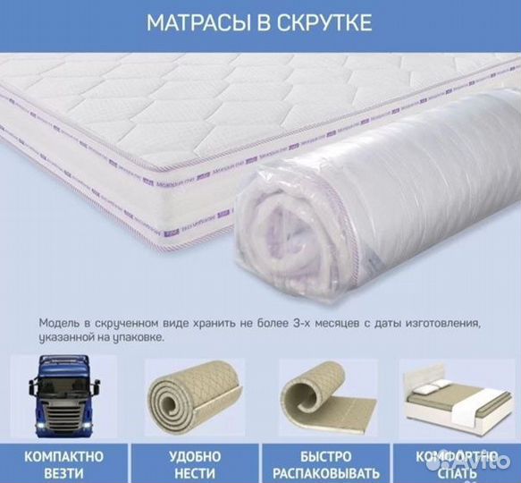 Матрас Экоролл 160*200 см беспружинный скрутка