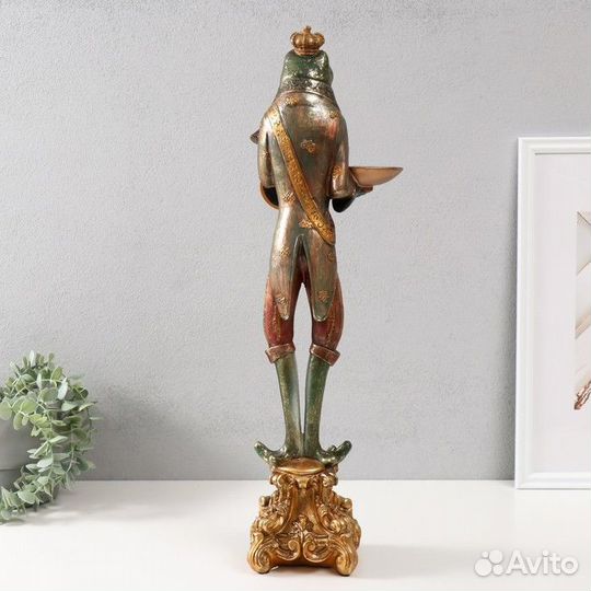 Подсвечник полистоун с часами 'Лягуха в короне' 17