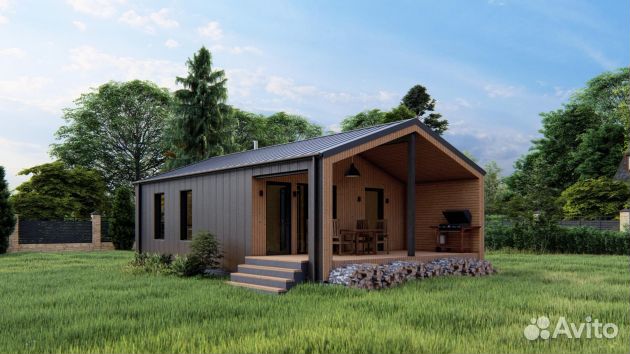 Каркасный дом под ключ 50м2 с верандой