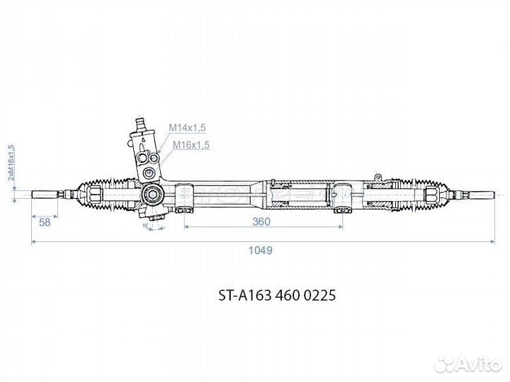 Рейка рулевая mercedes benz ML 02-05 W163 (M14х1,5.16х1,5)