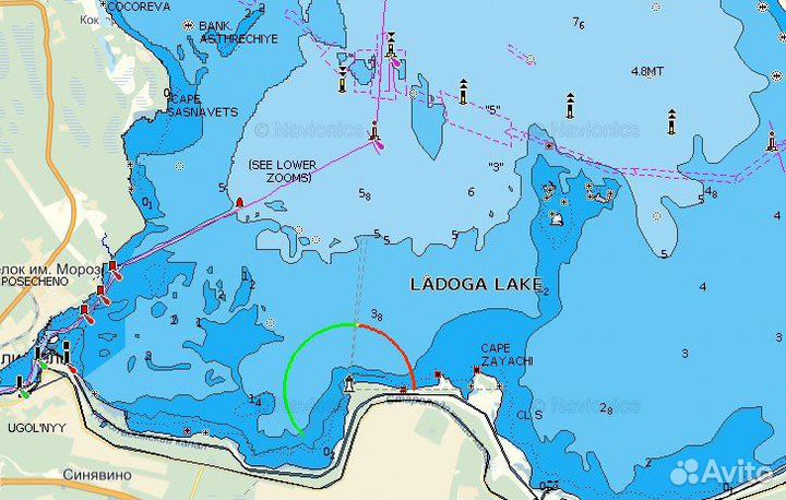 Карта глубин Вуоксы, Ладоги, Финского, в Garmin