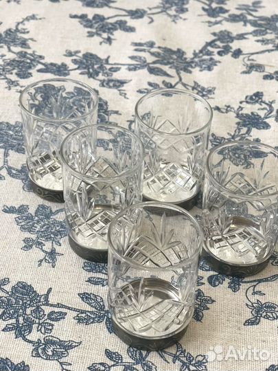 Стопки хрустальные с мельхиором СССР