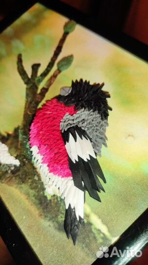 Новогодний подарок картина Снегирь ручная работа