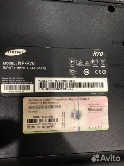 Ноутбук Samsung на запчасти