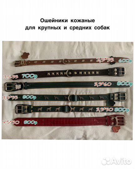 Ошейники, шлейки, поводки, намордники, трос