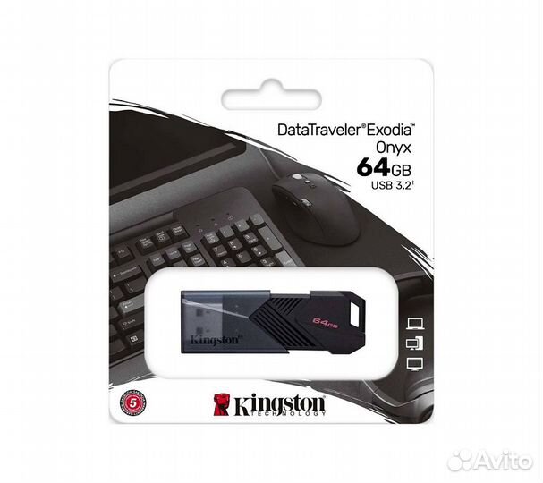 Флеш-накопитель Kingston DataTraveler Exodia Onyx USB 3.2 64GB, чёрный