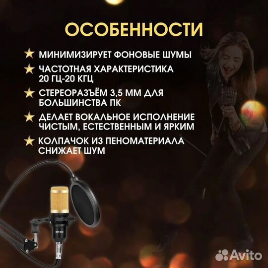 Микрофон BM-800 профессиональный с звуковой картой