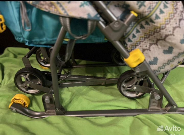 Детские санки коляска с колесами бу