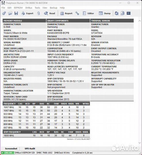 G.skill trident Z 3600 MHz 16Gb (2x8Gb)