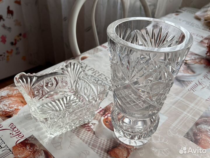 Ваза хрустальная для цветов+ салатница