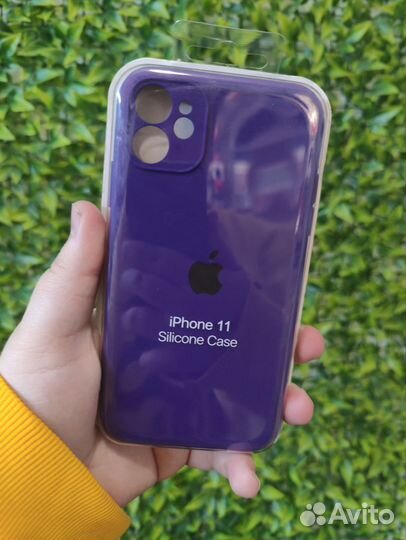 Чехол Silicone Case iPhone 11 защ (Dark Violet)