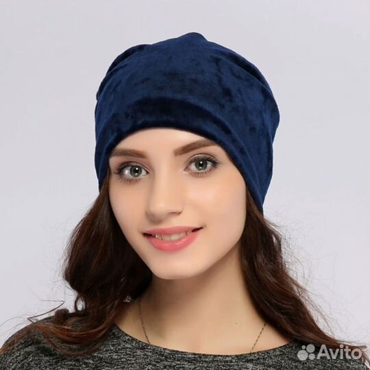 Шапка теплая велюр осень-зима