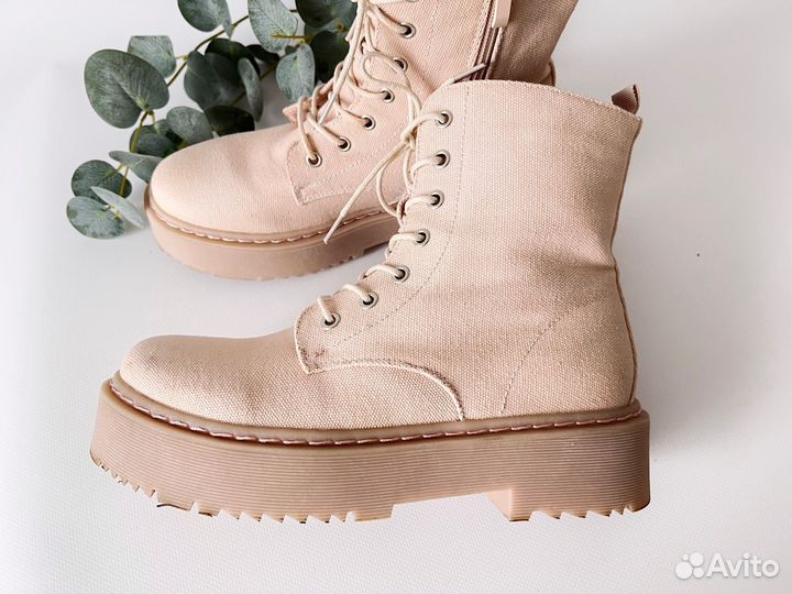 Ботинки женские на высокой подошве текстиль