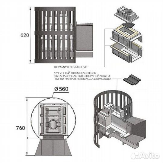 Чугун печь для бани Везувий Легенда Ковка 16 Дверь