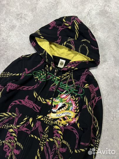 Оригинал Ed Hardy Christian Audigier Y2K Зип Худи