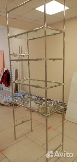 Стеллаж стеклянные полки