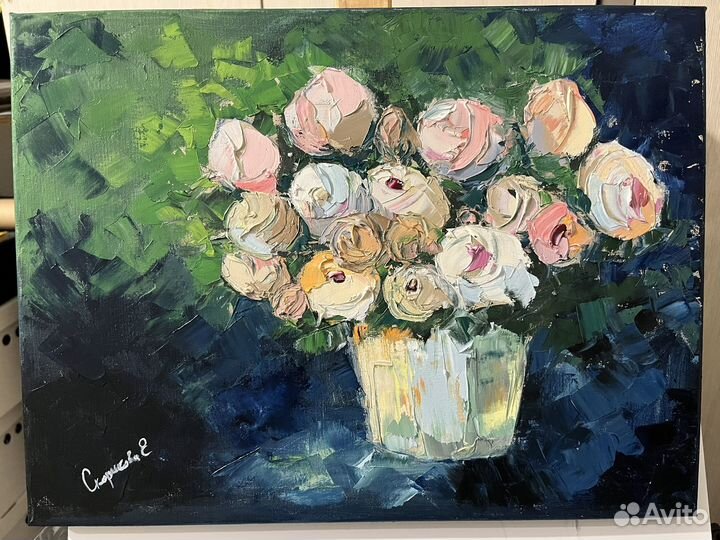 Картина маслом на холсте Цветы 30/40