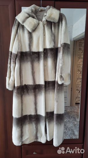 Шуба стриженный бобер и капюшон норка