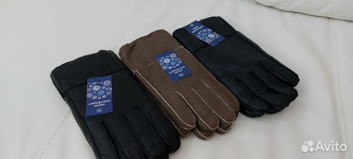 Натуральные дублёные мужские перчатки