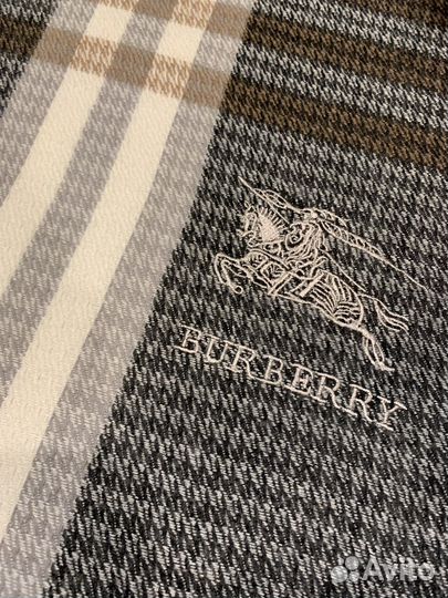 Кашемировый палантин шарф Burberry серый с черным