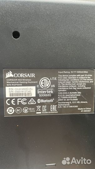 Беспроводная игровая клавиатура Corsair K63