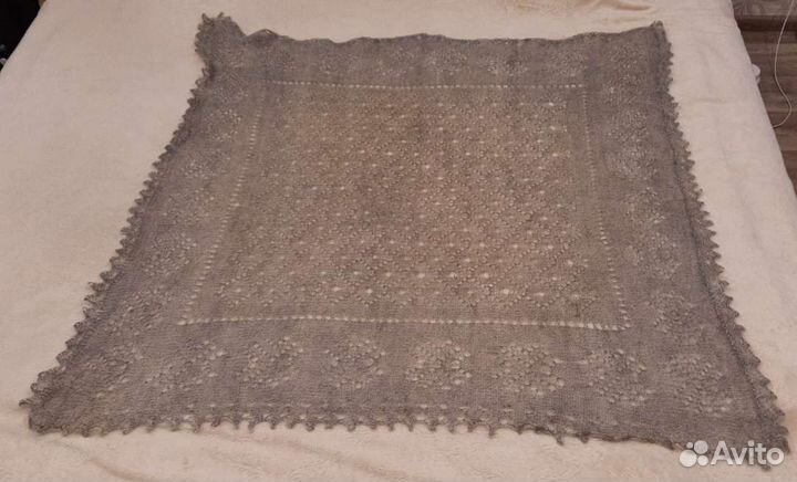 Платок шаль паутинка, серая