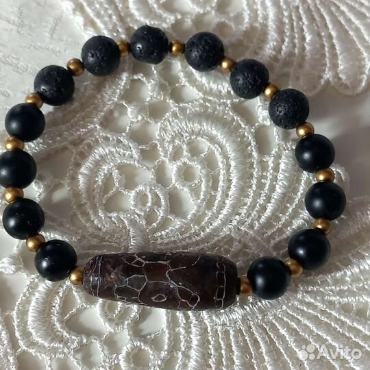 Браслет с очень старой бусиной Дзи 3 глаза