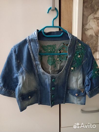 Укороченный пиджак джинсовый